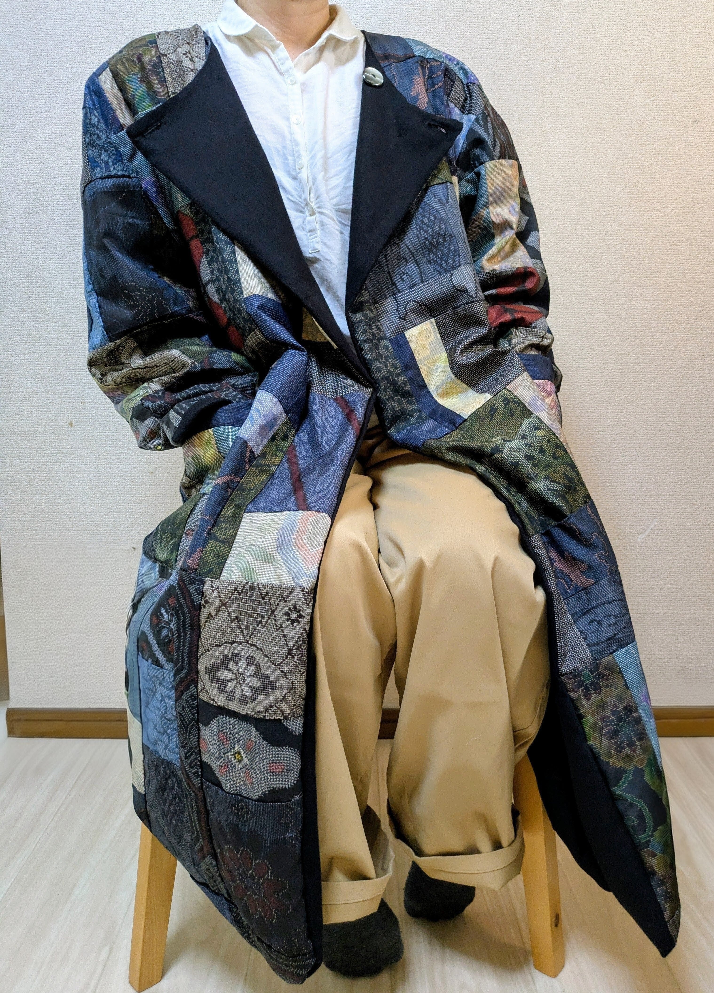 ファッション 着物リメイクリバーシブルコート