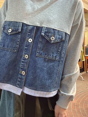 セブンデイズ　1251252　デニム切替TOPS