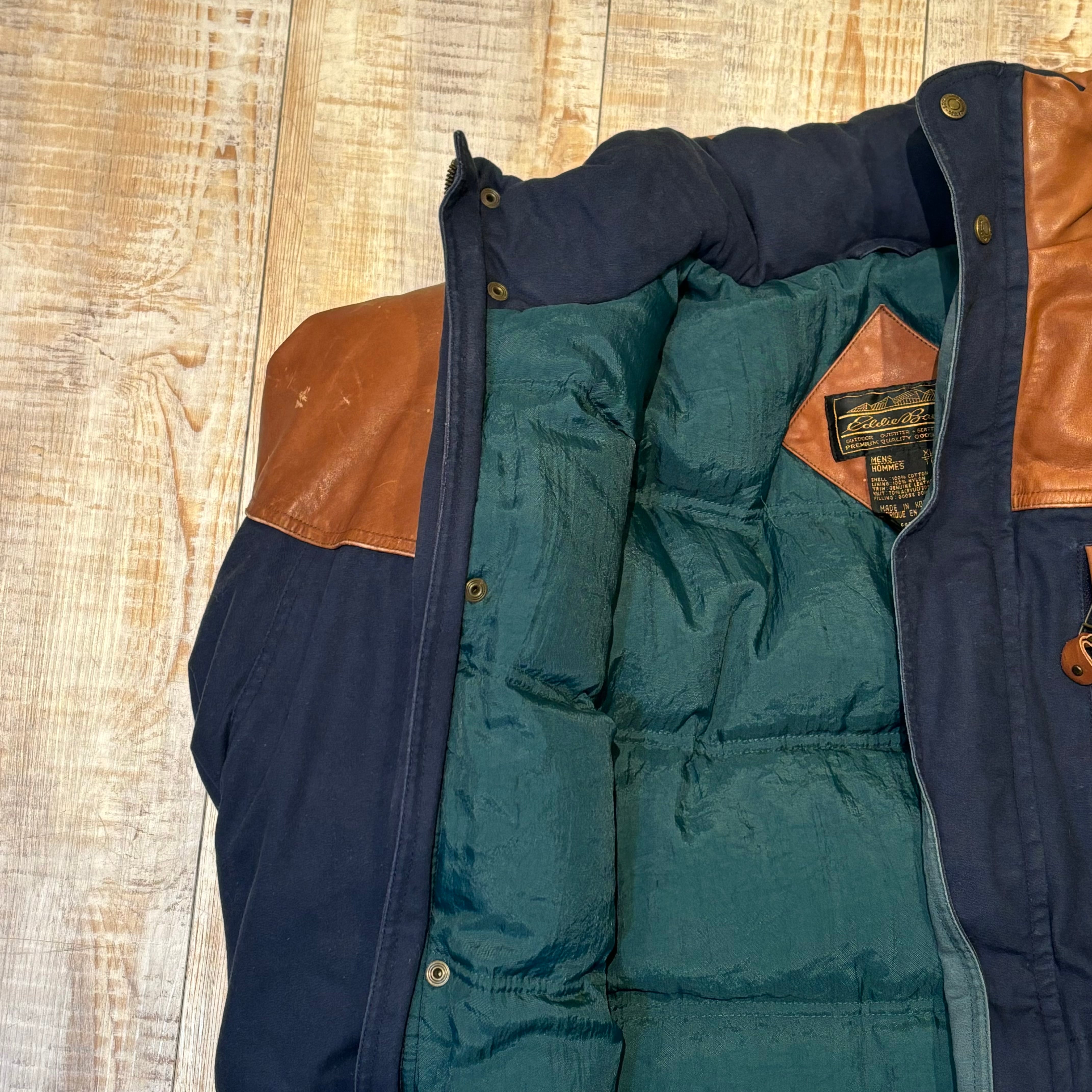 XL” 90年代 Eddie Bauer エディーバウアー ダウンジャケット レザー XL” 90年代 Eddie Bauer エディーバウアー ダウンジャケット レザー