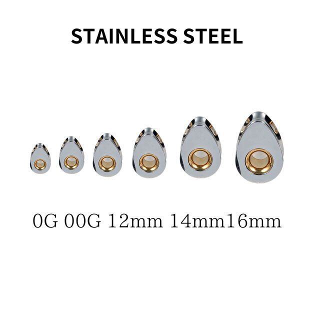 ボディピアス 0G 00G ティアドロップ INゴールド ダブルフレア ラージ