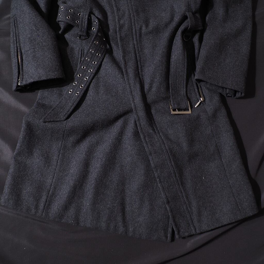 2000s Deformation mode silhouette neck wool long coat