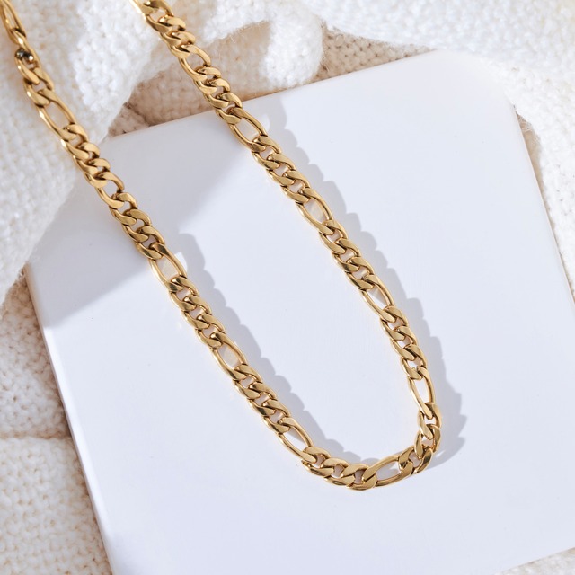 316L Figaro chain necklace 【GOLD】#n58