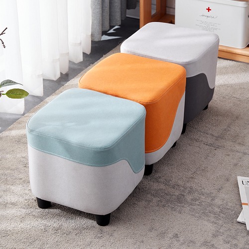 スツール ロータイプ 高さ28cm オレンジ ホワイト 正方形 四角 椅子 腰掛け 玄関 リビング イス チェア 足置き オフィス 北欧 おしゃれ