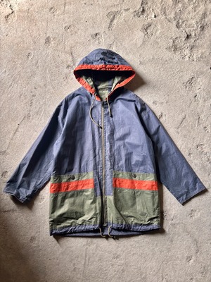Steilmann/Reversible Nylon Jacket/XL相当/リバ-シブルナイロンジャケット/ハ－フコ－ト/刺繍/ネイビ－/カ－キ/シュタイルマン