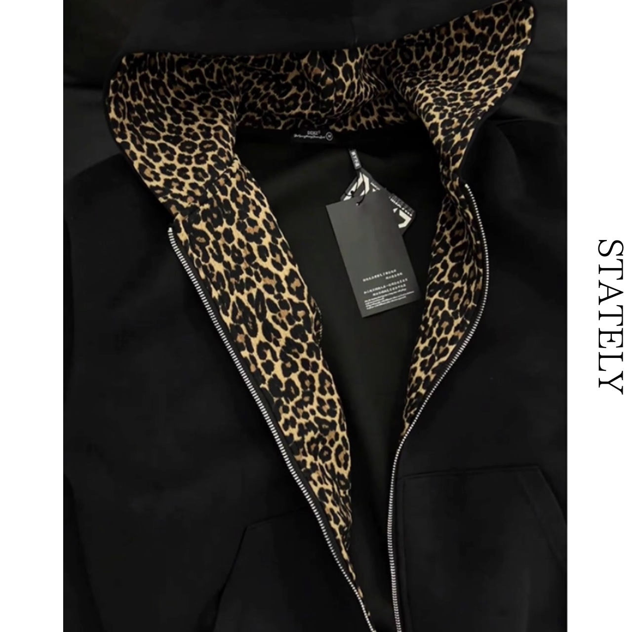 Unisex Leopard Lining Zip Hoodie_T101・画像4