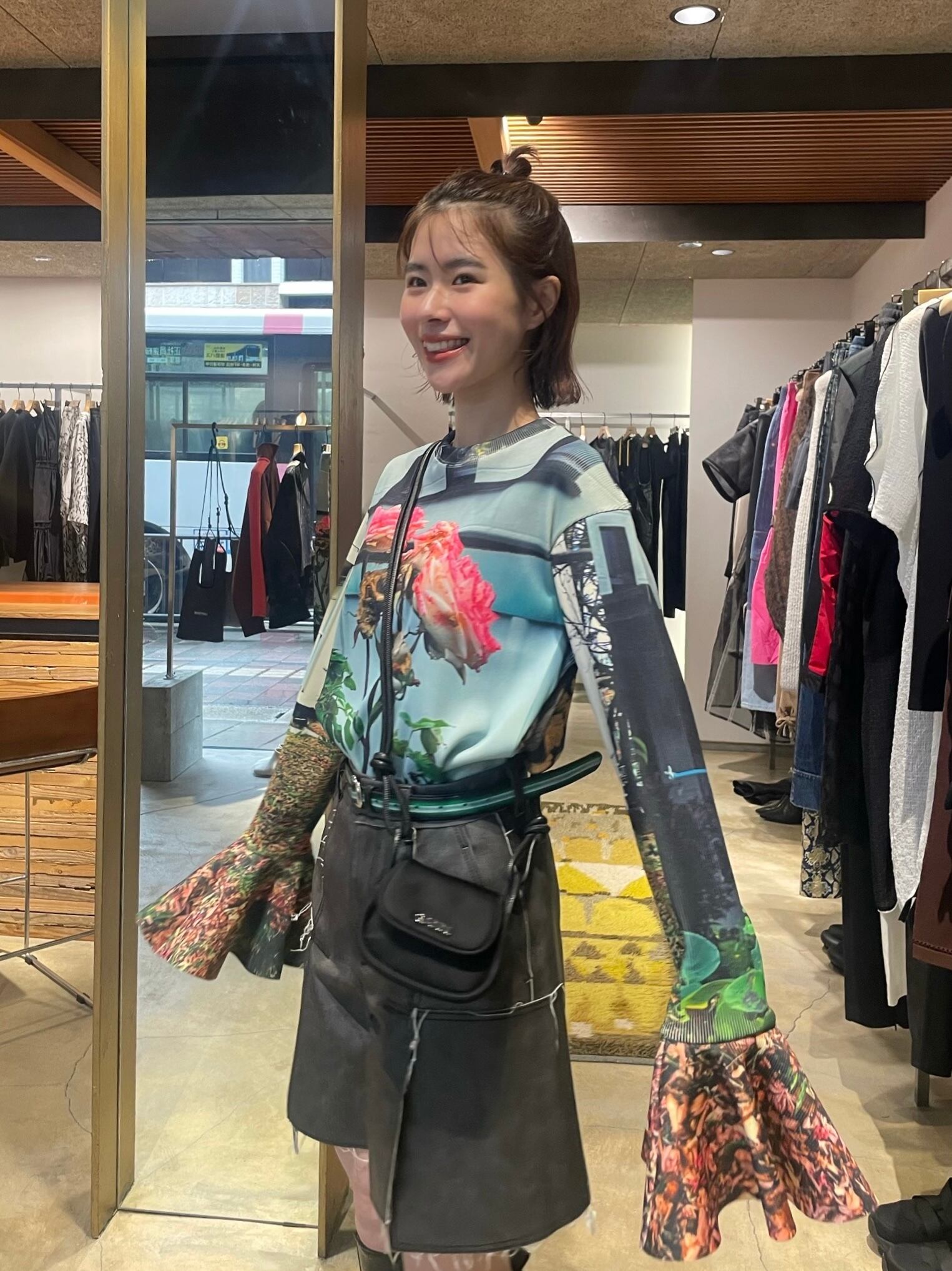 24SS】NONTOKYO ノントーキョー / PRINT RIB FLARE SLEEVE C/S 