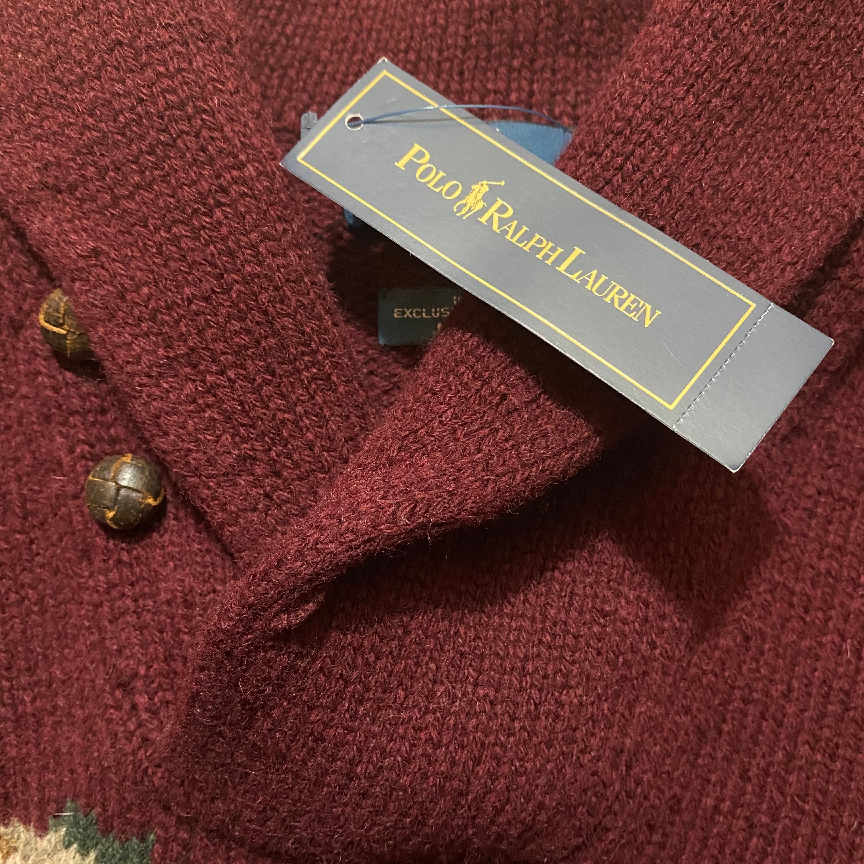 POLO by RALPH LAUREN shawl collar hand knit sweater | NOIR ONLINE