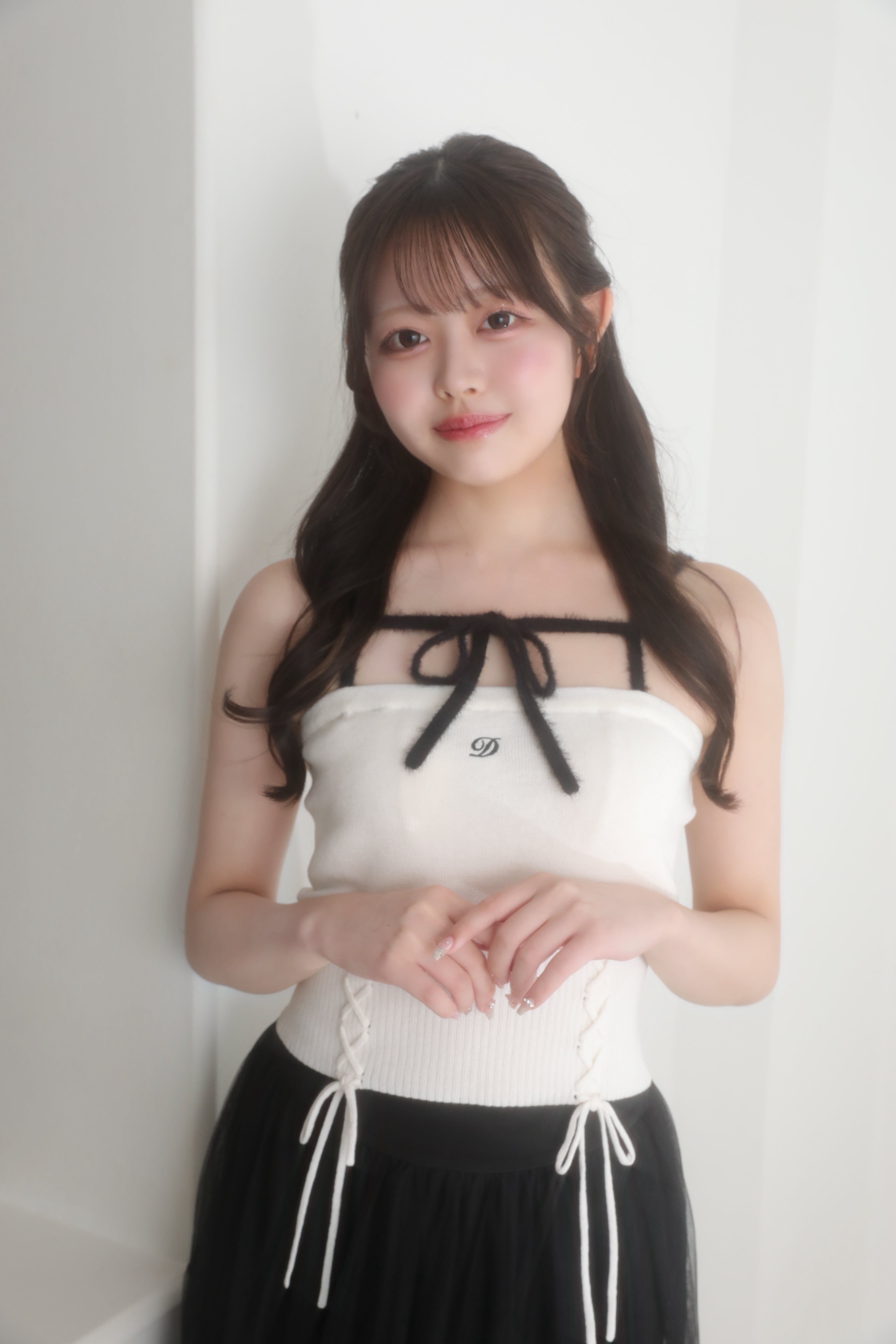 bi-color ribbon knit cami(white) | Désir et Raison