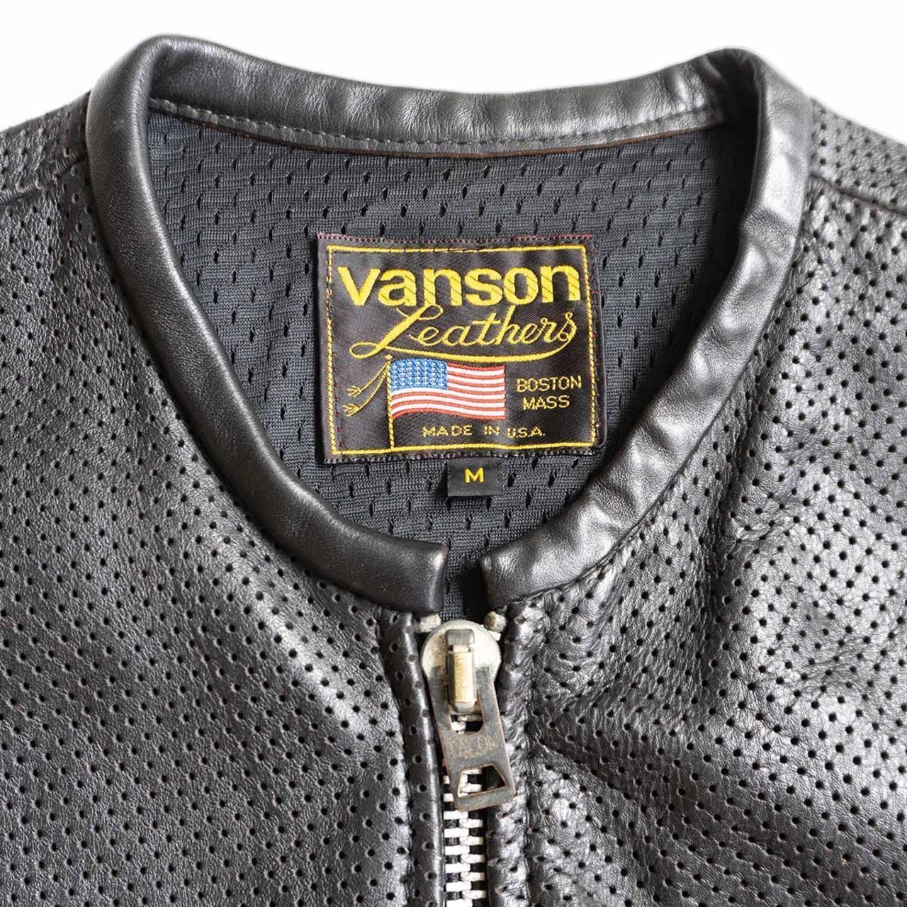 雰囲気抜群】 VANSON【パンチング レザー ベスト】M ブラック バンソン 
