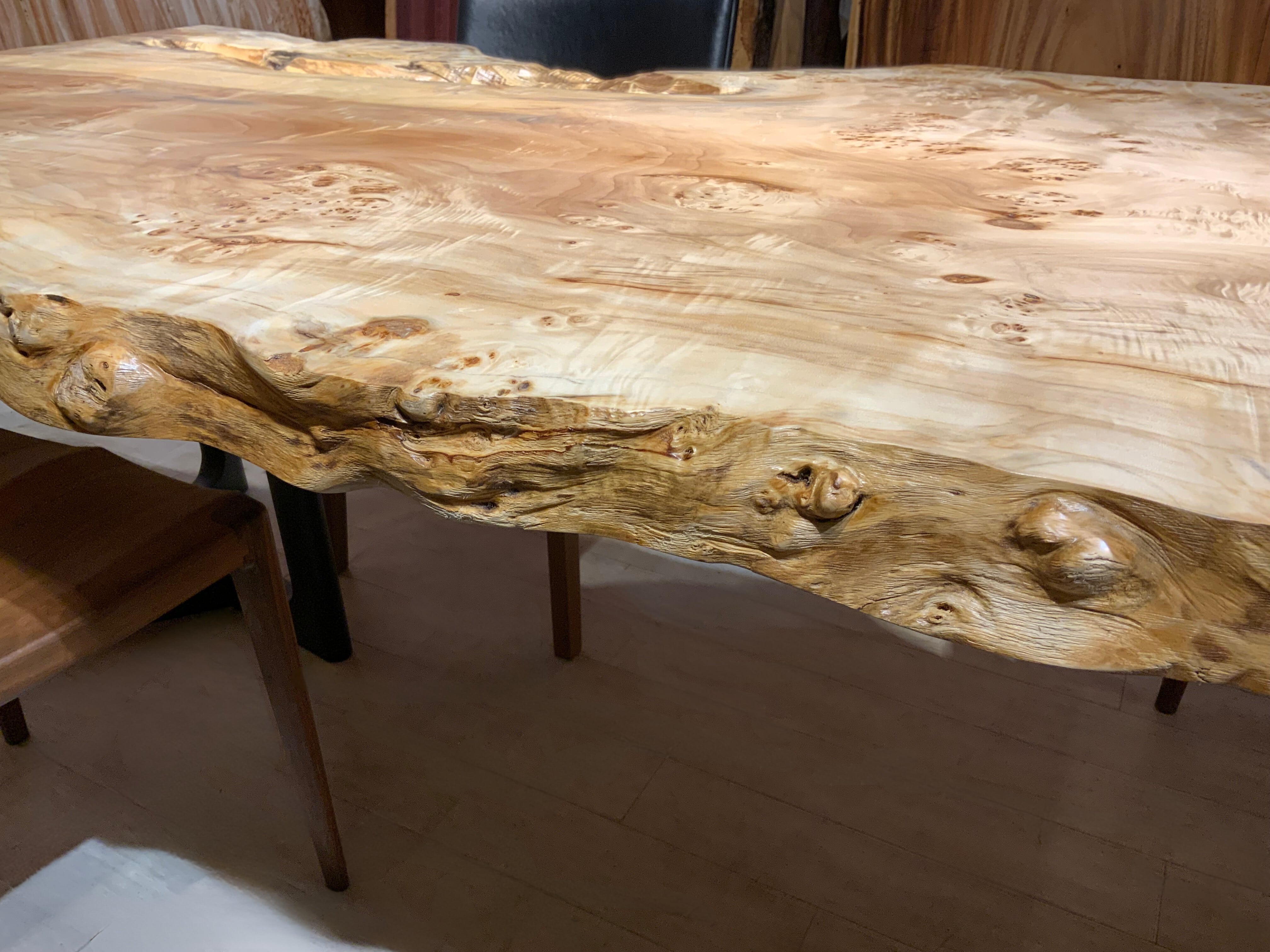 瘤 テーブル ポプラ瘤_3000×900-1030-890×60_横浜元町店_テーブル天板/一枚板