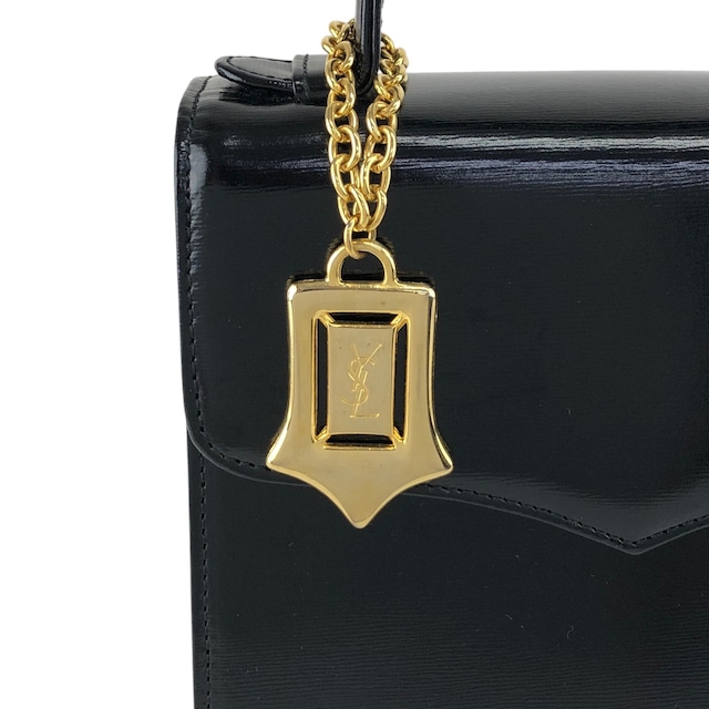 Yves Saint Laurent イヴ・サンローラン ショルダーバッグ ブラック YSLチャーム レザー 2WAY vintage ヴィンテージ オールド gmjhfk
