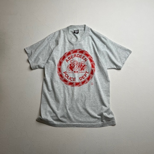 80~90s USA メッセージ　シングルステッチ　Tシャツ　霜降りグレー　L 古着