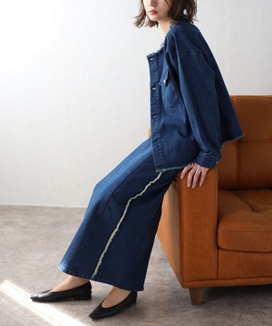 サイドフリンジデニムスカート【s-60116】.