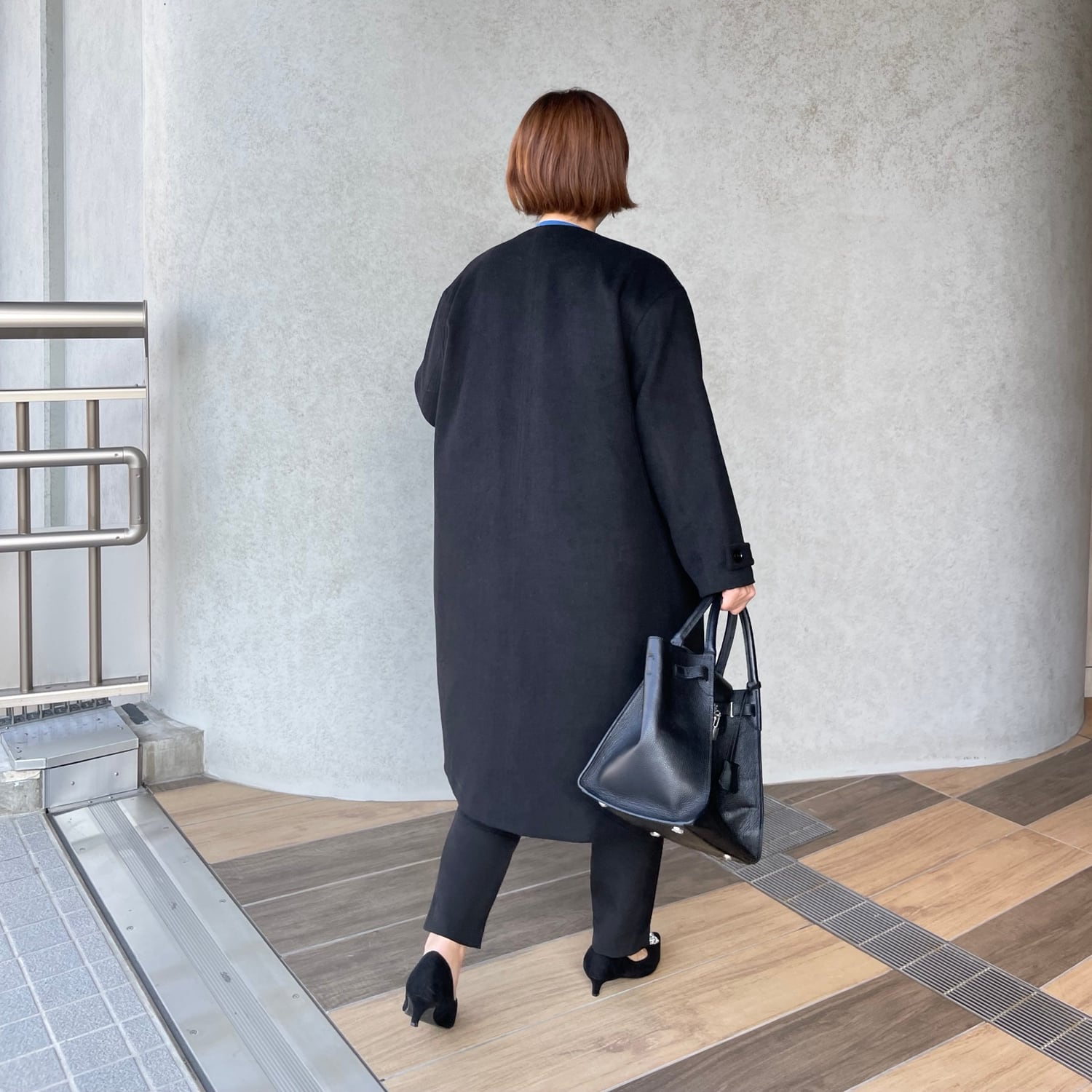 軽量＆あったかウール♡ゆったりお洒落ノーカラーコート【FREE】卒業式