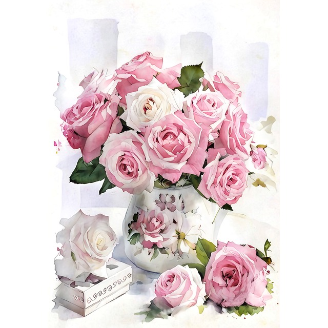 絵画 花(フラワー) バラ インテリアアート額付き 水彩画・油絵調 WAT0664