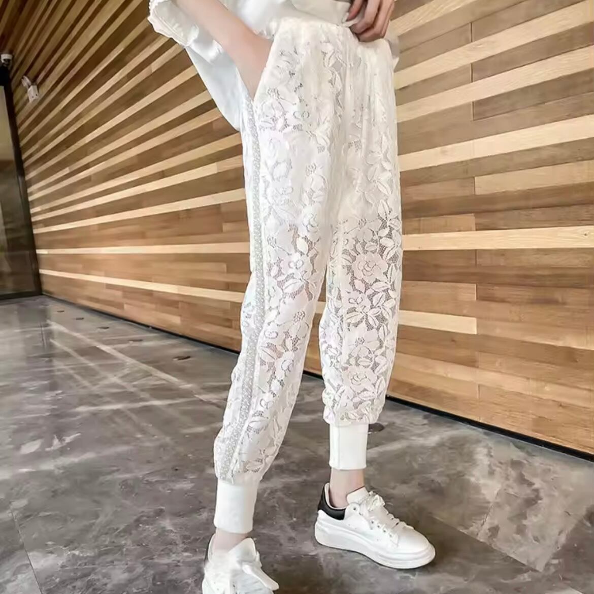 lace lady work pants