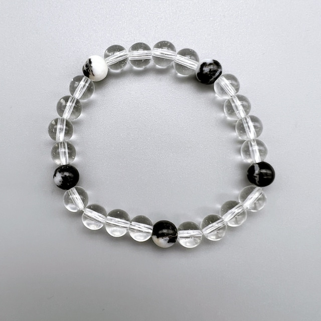 #002 Natural stone bracelet  【メキシカンゼブラジャスパー×水晶ブレスレット】