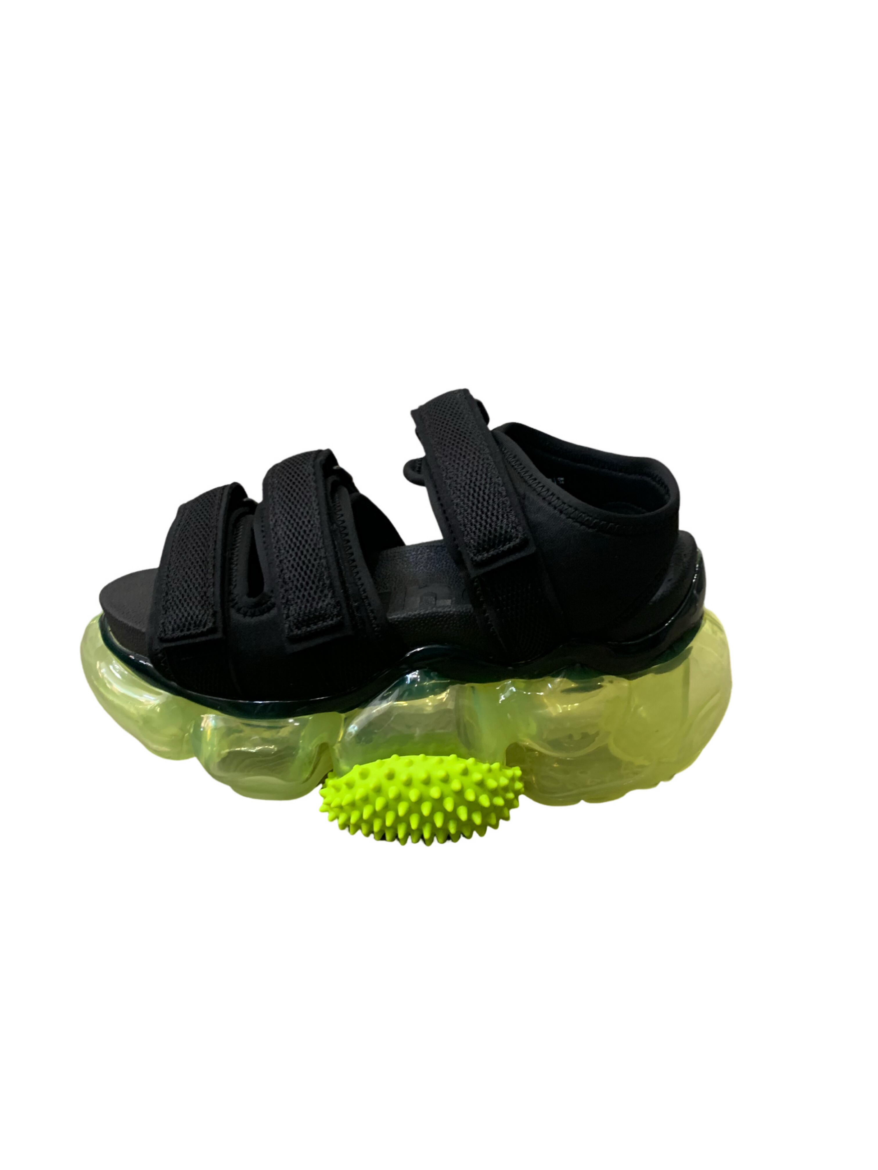 25SS】grounds MOOPIE CATERPILLAR SANDAL | BLACK / NEON YELLOW-38