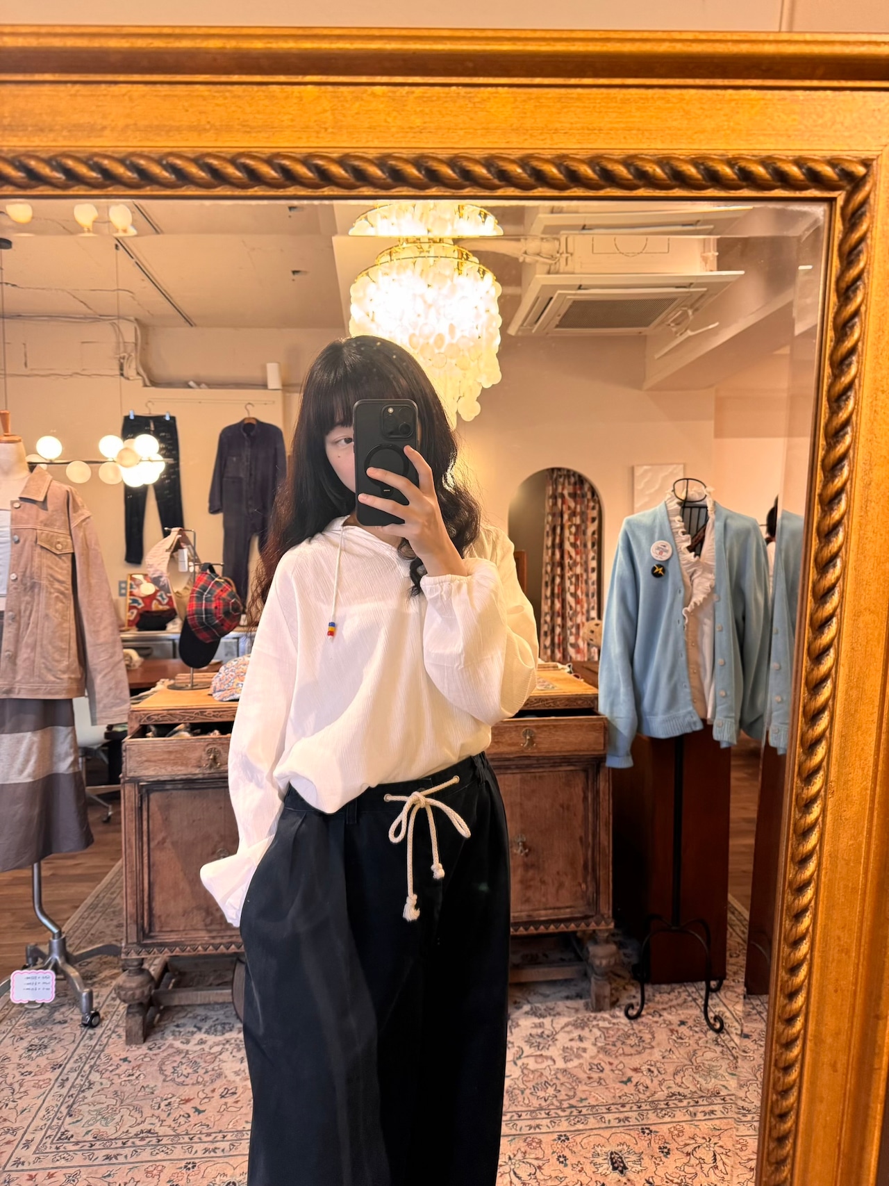 COLORMAID CHIC ホワイトパフスリーブブラウス