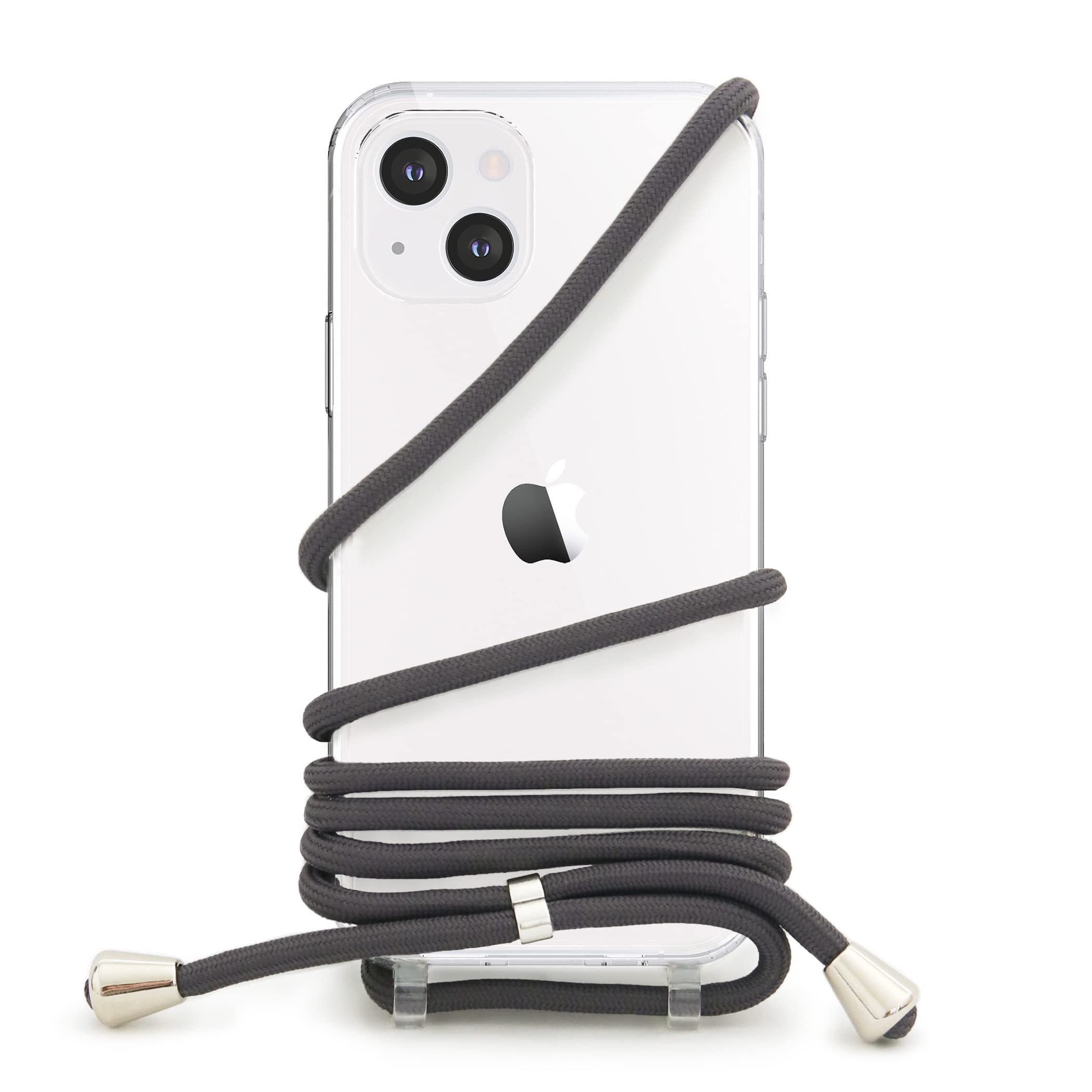 MINTY iPhone14 iPhone13 用 ケース ショルダーストラップ クリア チャコール