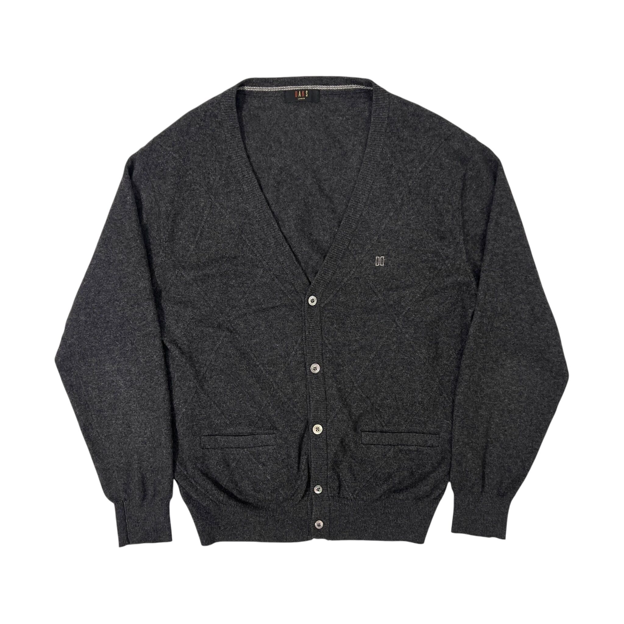 DAKS ダックス カシミヤ100% デザイン ニットカーディガン L 