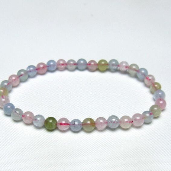 ミックスカラーベリル ブレスレット 5mm 一点物 メール便可 [M便 1/10] 111-48815