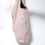 Jubilee 猫デザイン刺繡コーデュロイトートバッグ ピンク