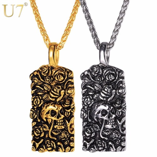 レディース ネックレス パンク スカル ローズ フラワー ステンレス チェーン カラー 80001229