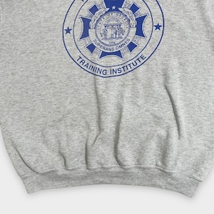 【FRUIT OF THE LOOM】90s USA製 ジョージア州 公安 public safety training institute プリント スウェット トレーナー プルオーバー L グレー US古着