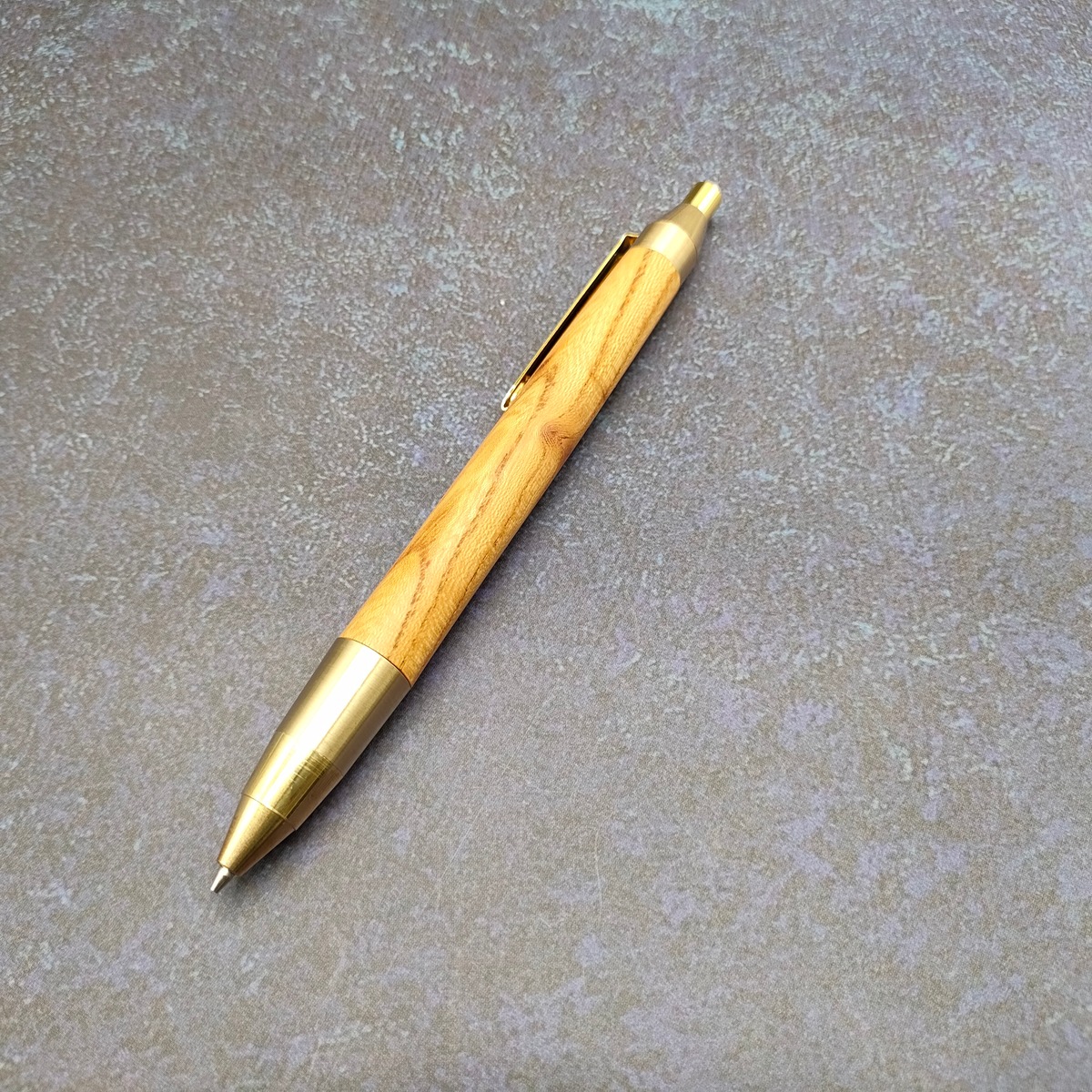 銘木 木軸シャープペンシル（オリジナル金具）バトンドールPure Brass 