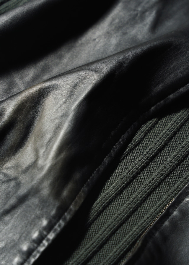 90’s Salvatore Ferragamo switching leather gancino zip drivers knit