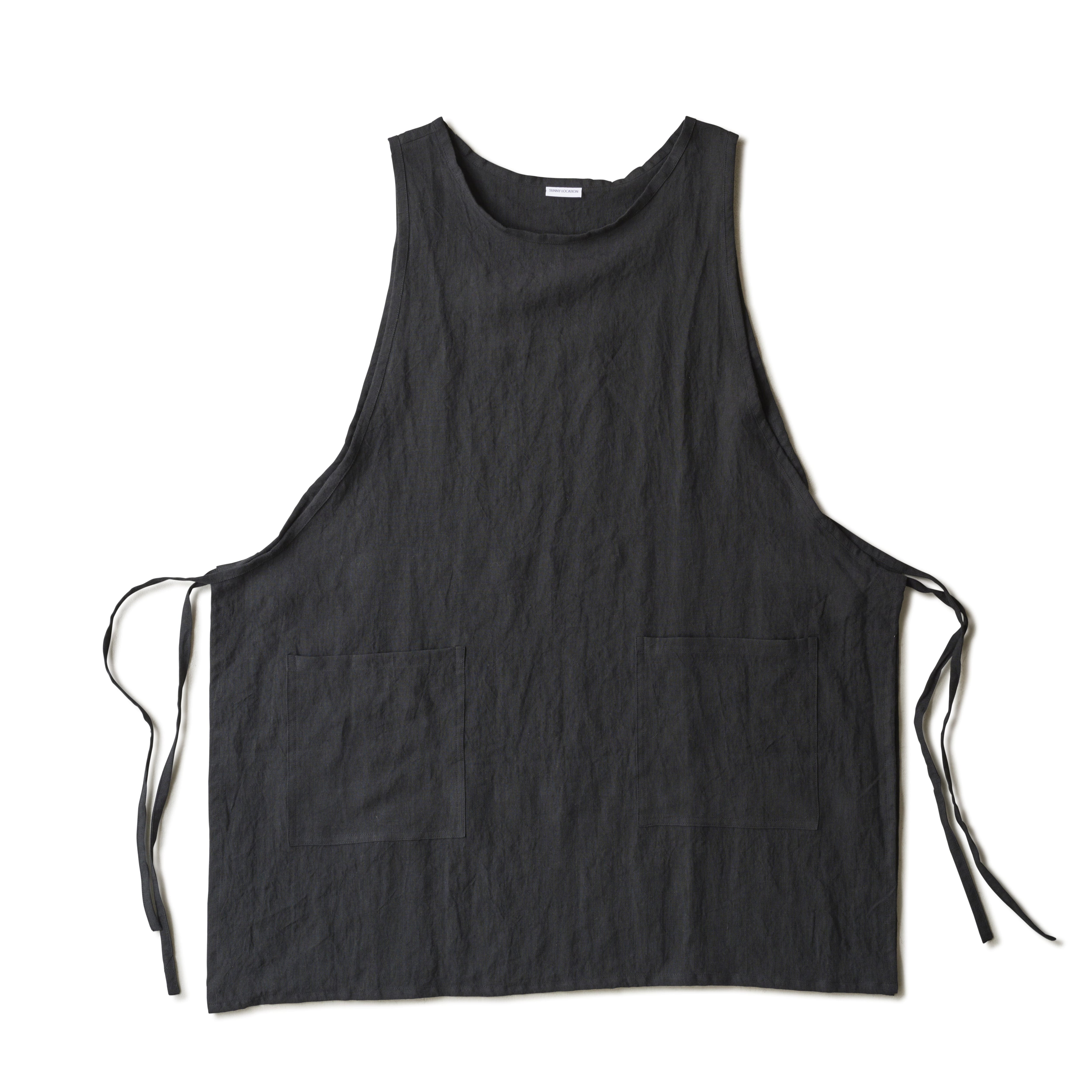 ビブエプロン　bib apron / フラッフィリネン　fluffy linen / black