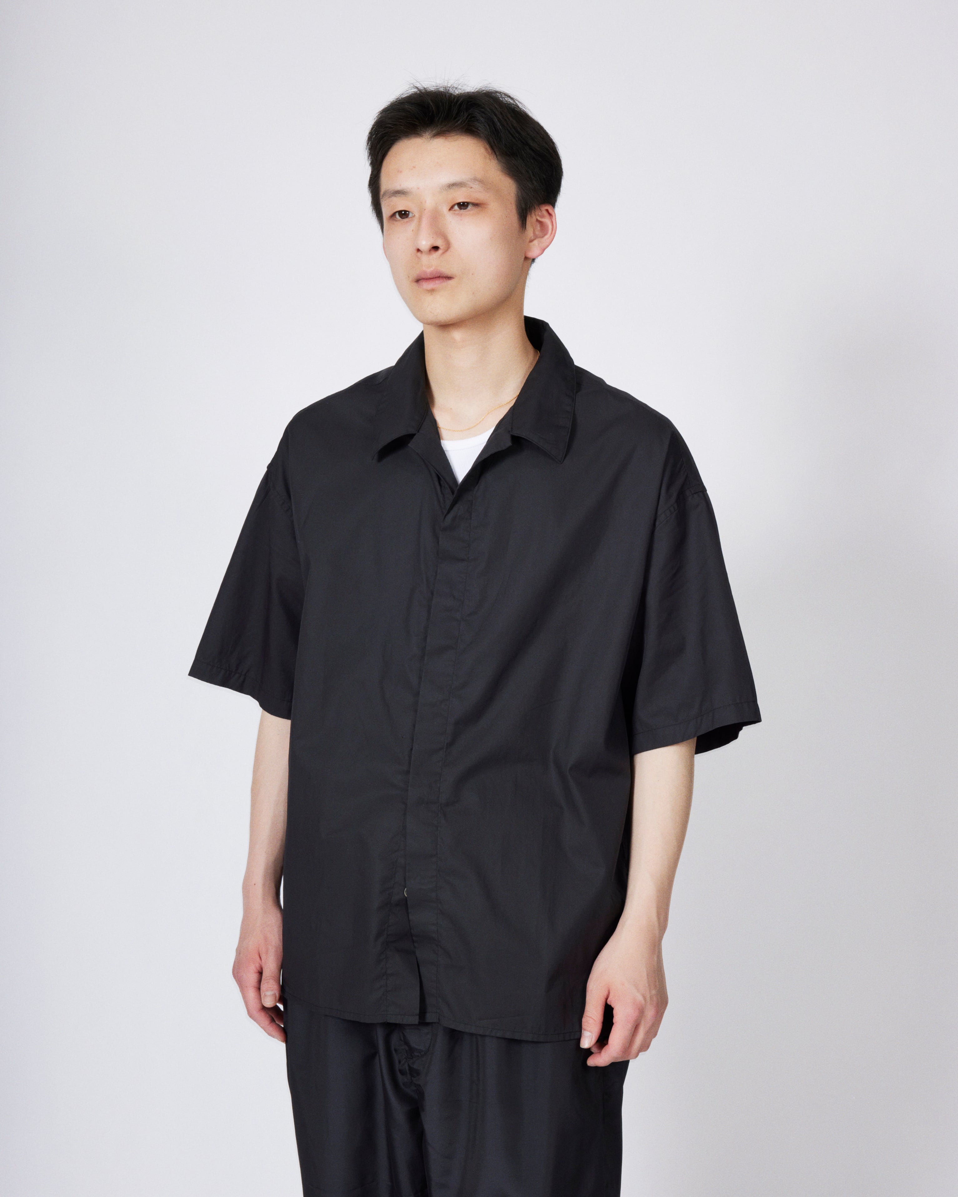 トップス everyone fly front open collar short everyone fly front open collar short sleeve shirt (BLACK) | everyone