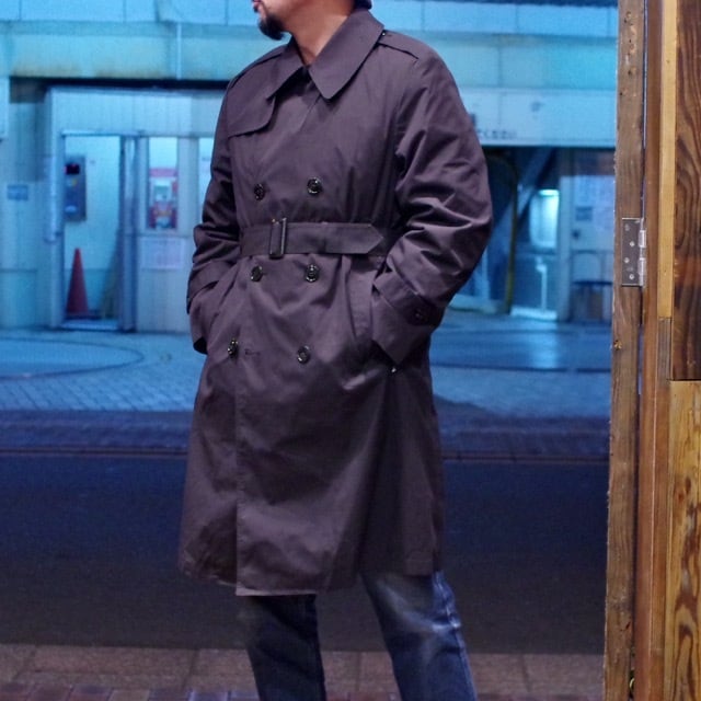 1990s US NAVY Trench Coat 42 S ALL WEATHER COAT 米軍 トレンチコート ブラック ARMY  古着屋 仙台 biscco【古着  Vintage 通販】