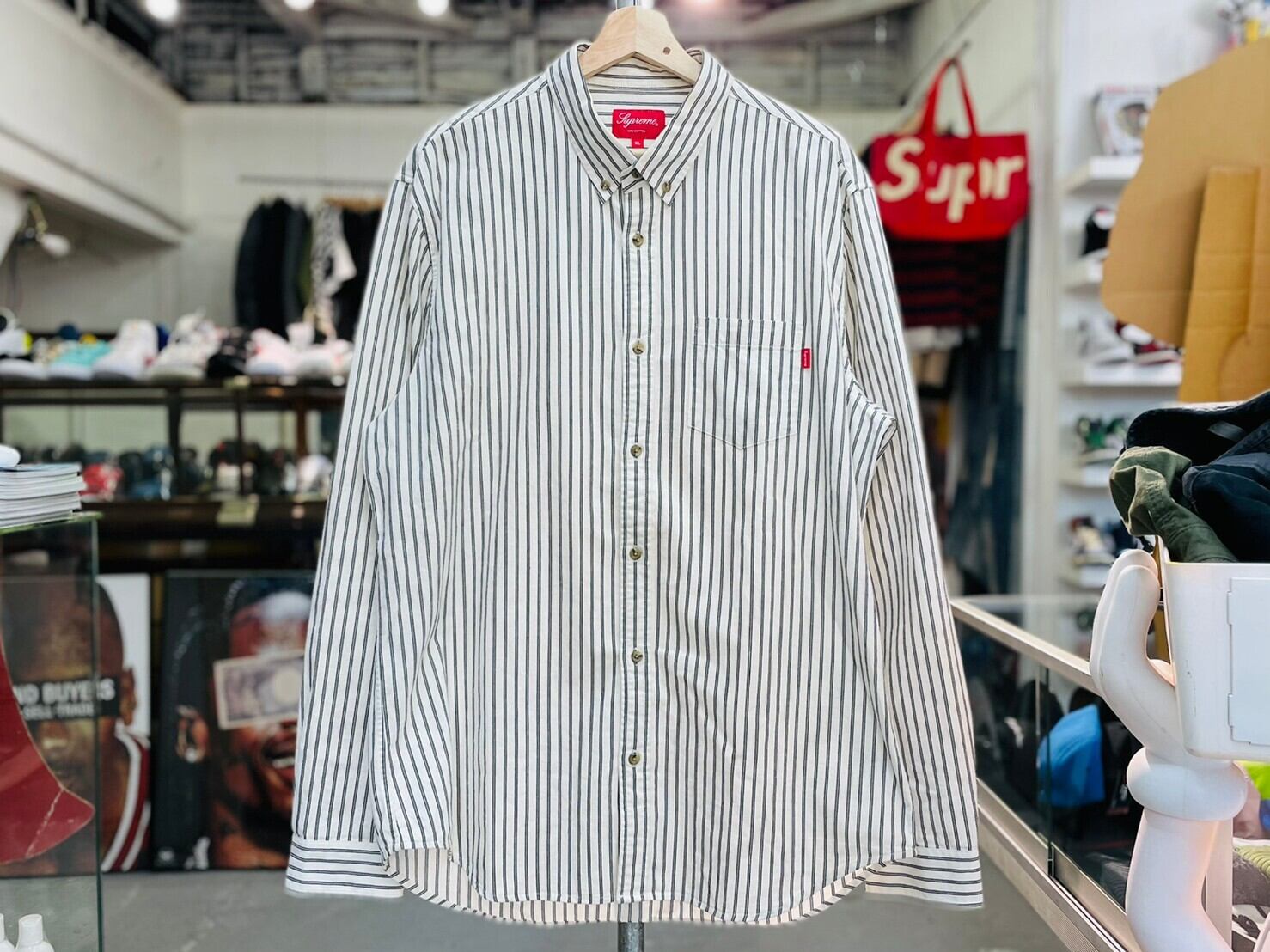 Supreme STRIPED BD SHIRT XL WHITE 15JL1475 | BRAND BUYERS OSAKA