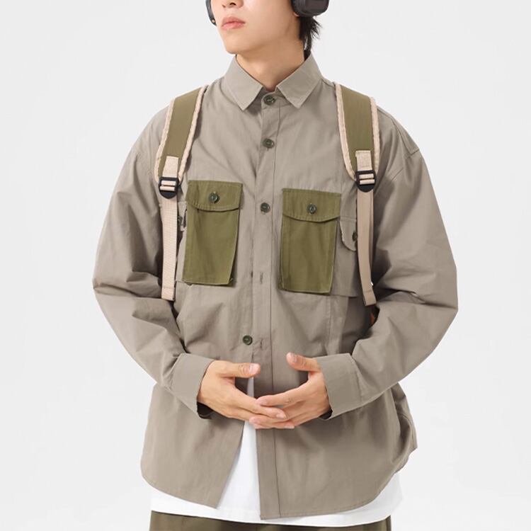 ★RETRO CONTRAST COLOR POCKET SHIRT　　　A0772