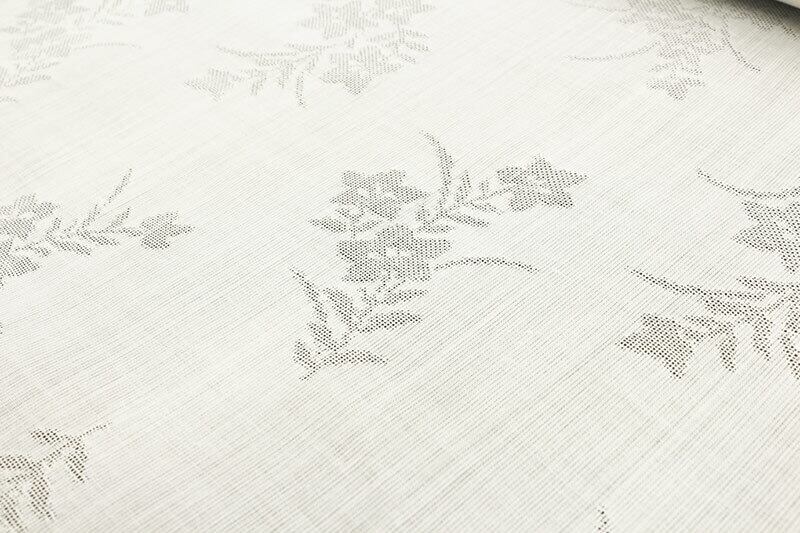 夏物長襦袢 反物 トスコ 桔梗 白 麻混襦袢 紋紗 ポリエステル60％ 麻40