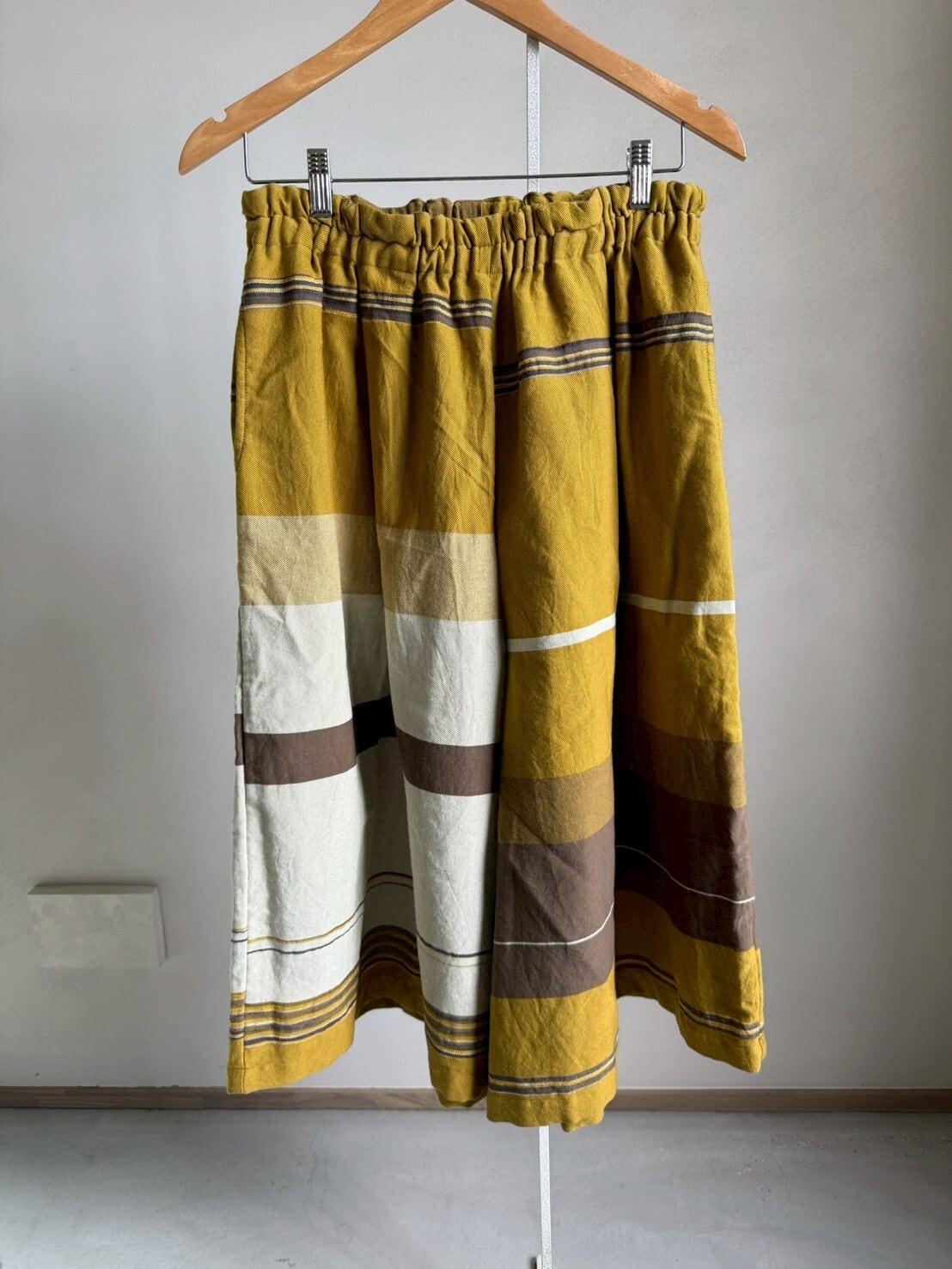 13) ワイドパンツ ショート ポケット コットン YE/BR 玉木新雌 tamaki