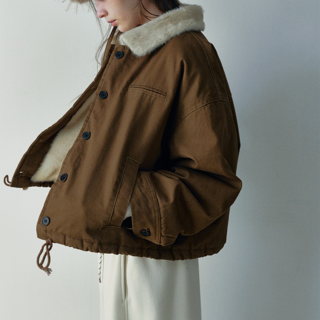 Teddy Collar Short Jacket T3946