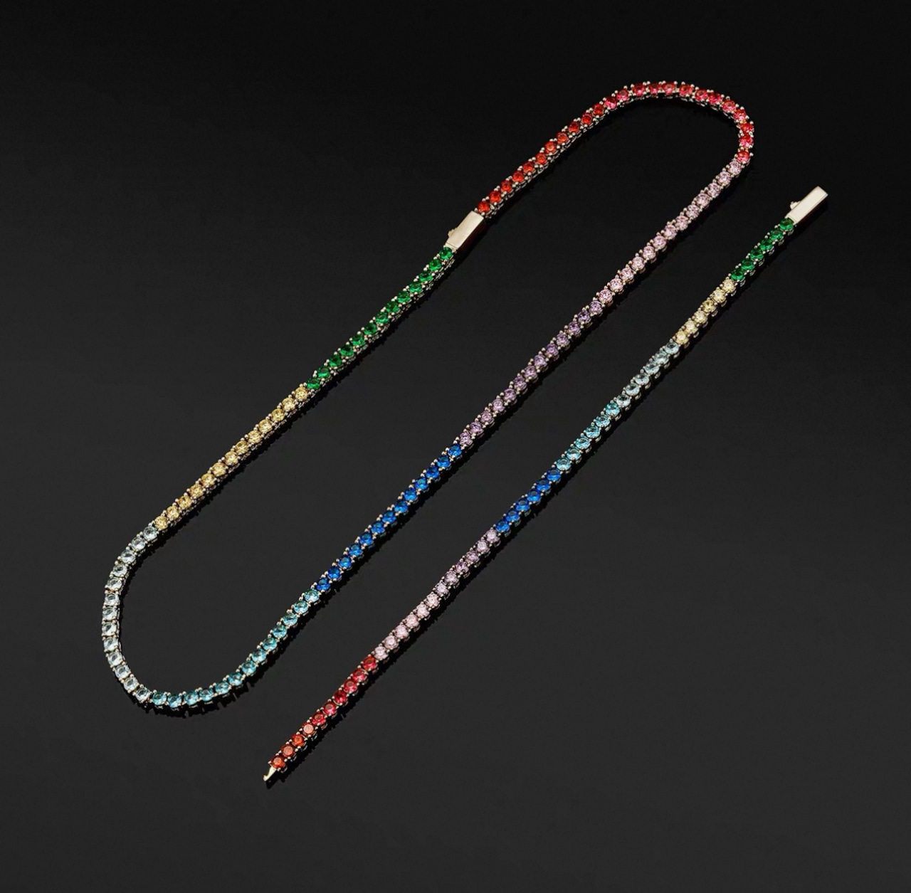 【grt57】Rainbow Tennis Chain Bracelet(3mm)