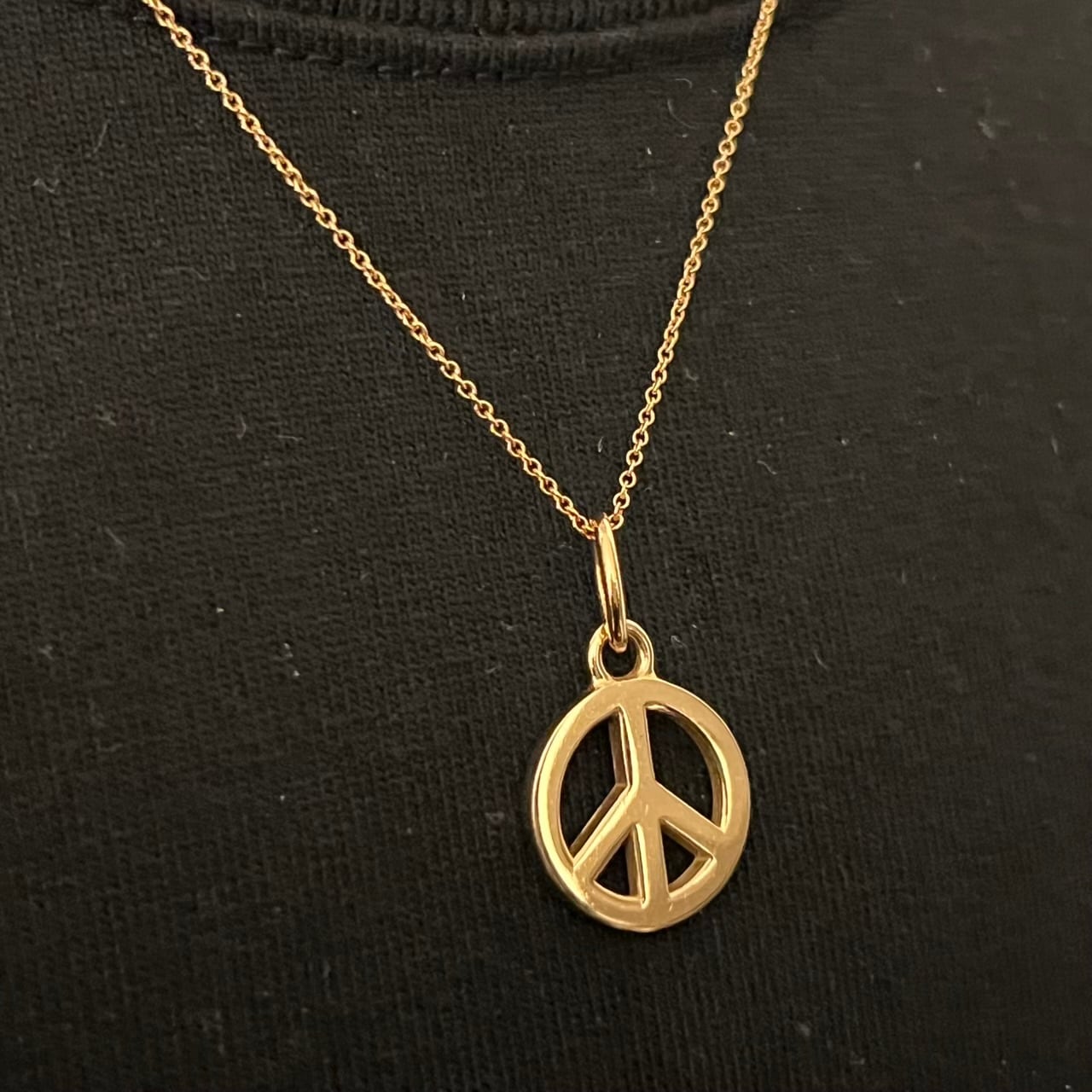 OLD TIFFANY & CO. Peace Sign 18K Gold Charm Necklace | オールド