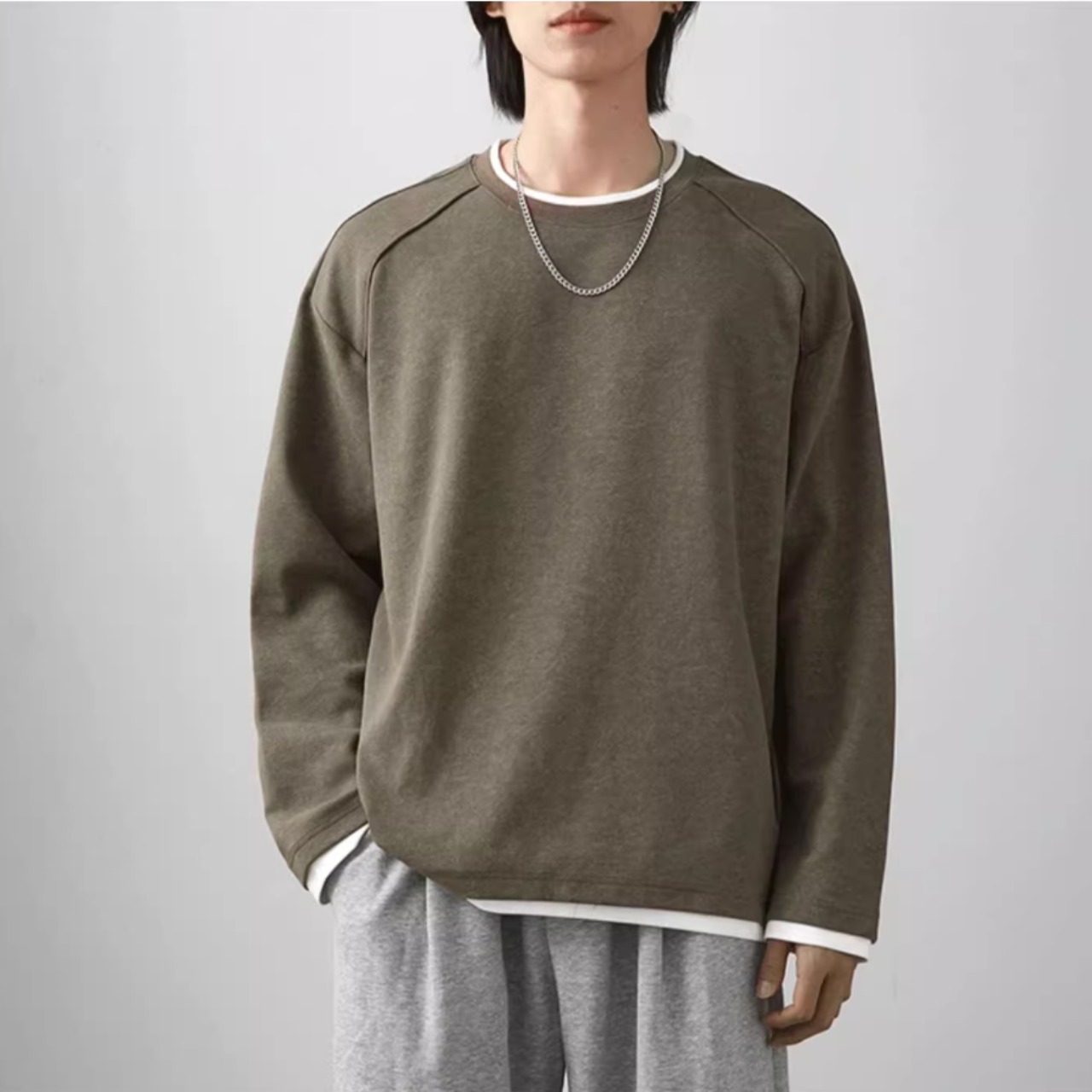 ゆったりレイヤード スウェットシャツ af0223