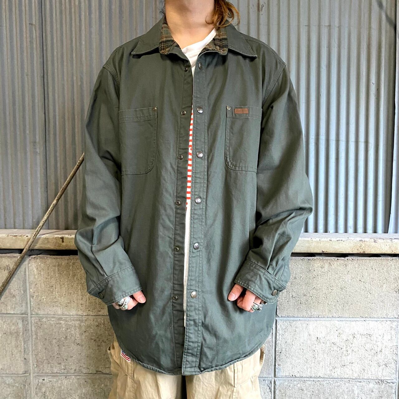 【カーハート】carhartt  ヴィンテージ　長袖シャツ　ワークシャツ　XL