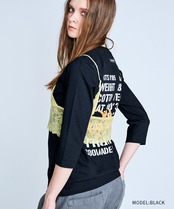 COOLAグラフィティプリントセミロングスリーブTシャツ (BLACK) CQ-46005
