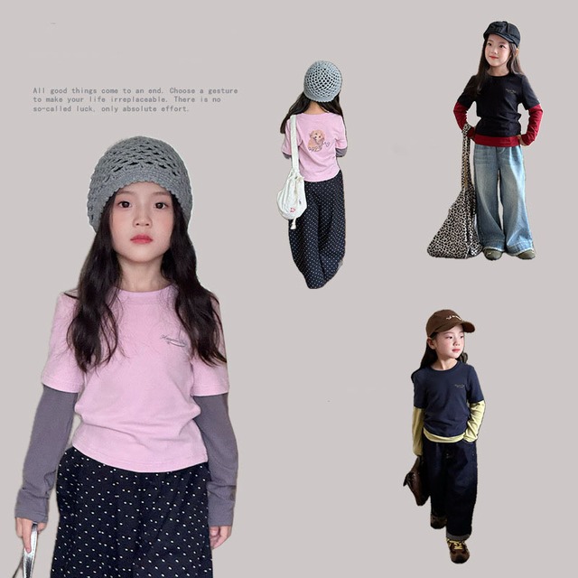 秋レイヤードカラーブロックＴシャツ