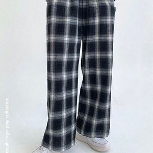 [MUAH MUAH] Moa check wide banding pants ムアムア 正規品  韓国 ブランド 韓国ファッション 韓国通販 韓国代行 パンツ