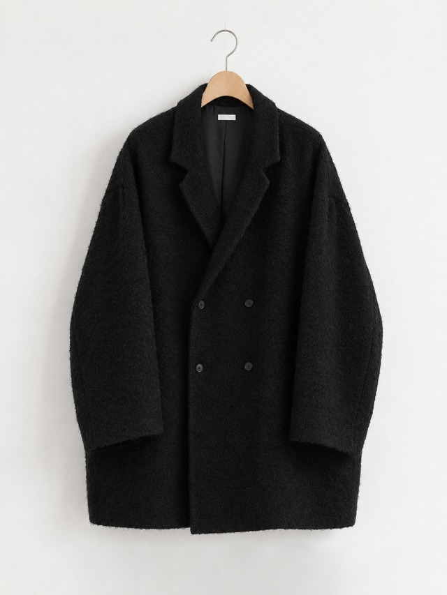 SEEALL　EXTRA OVERSIZED HALF COAT　BLACK X BLACK　SAU61 CT182