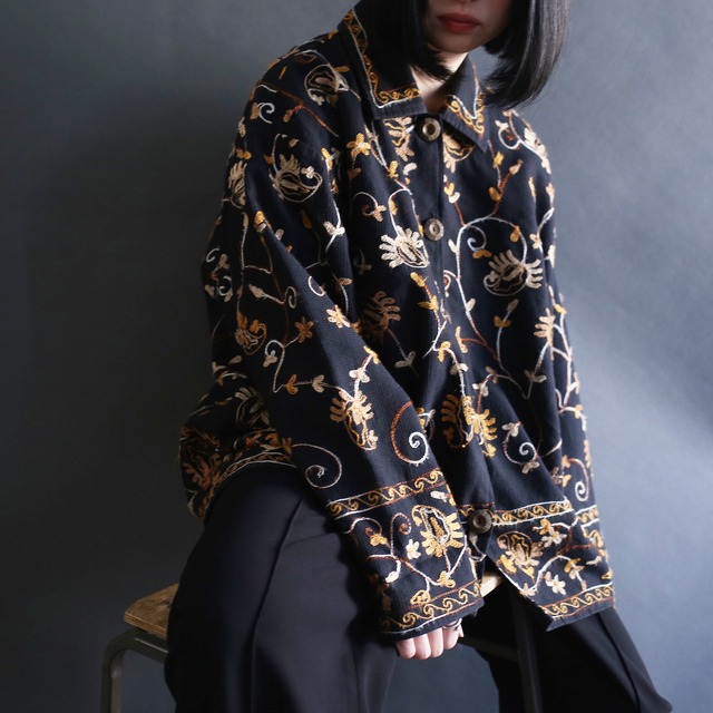 flower embroidery box silhouette l/s jacket