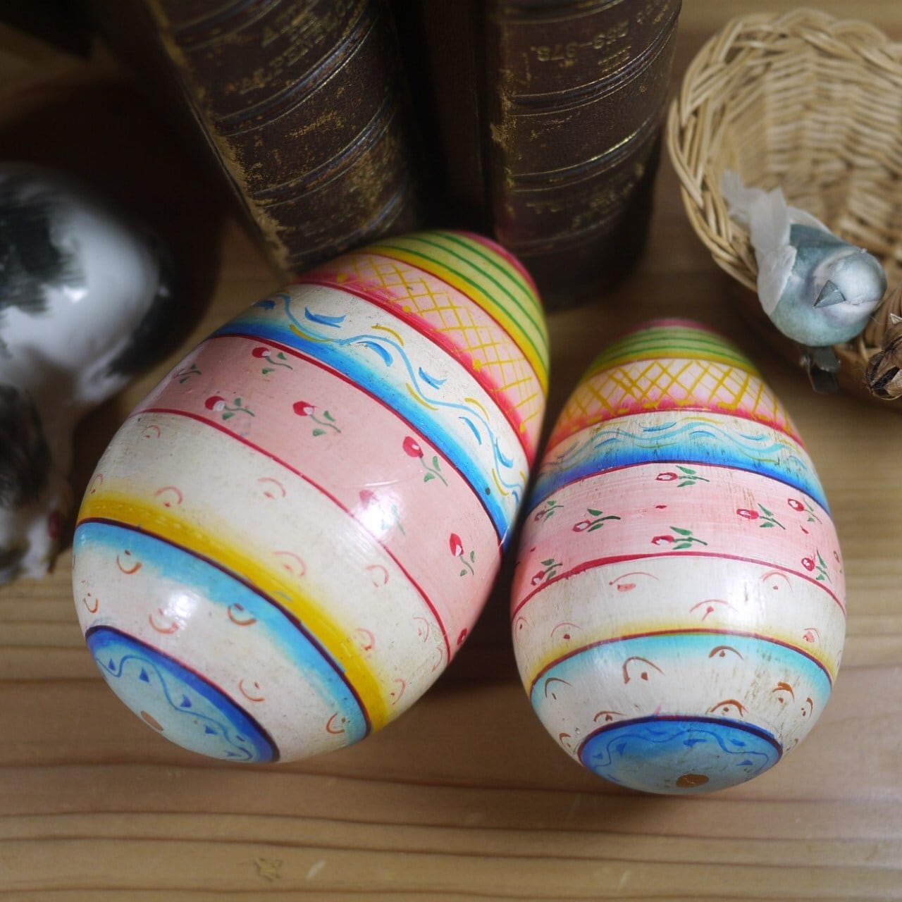 特大 木製イースターエッグb ドイツ