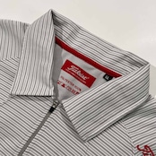 Titleist タイトリスト ゴルフ ボーダー柄 ハーフジップ 半袖 ドライ ポロシャツ サイズ LL /ホワイト×グレー/メンズ